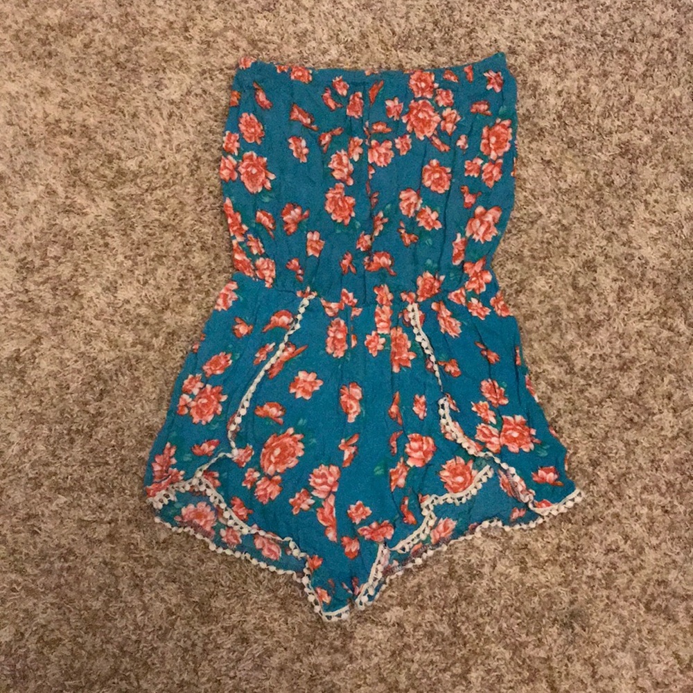 Blue floral romper